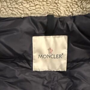 Moncler Dark Blue Coat with Soft Beige Interior